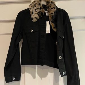 Cheetah Print Fur collar Jacket